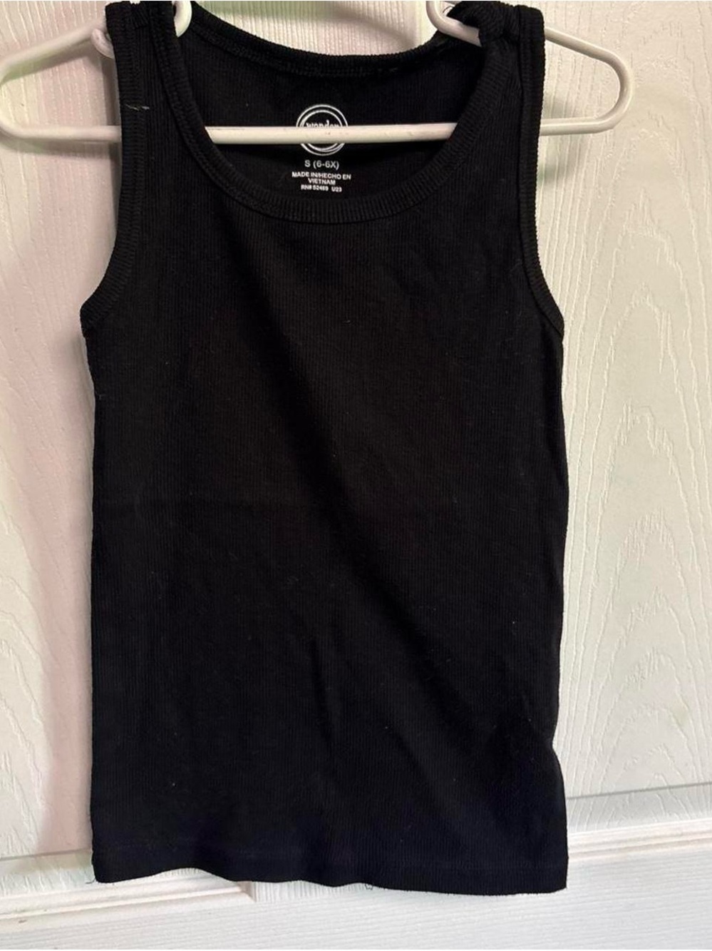 wonder nation Black Ribbed Tank Top for Kids